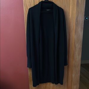 Quince Black Cardigan Sweater Relaxed Open-Front